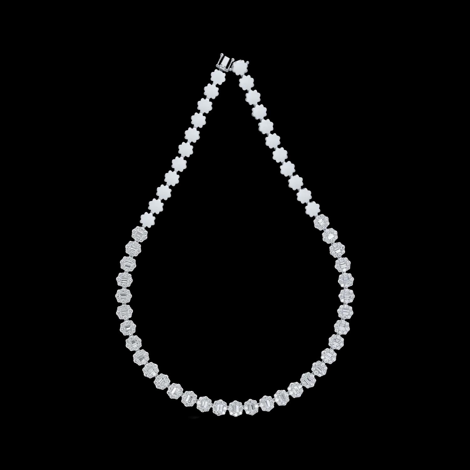 Naszyjnik z białego złota z 11.3ct diamentami